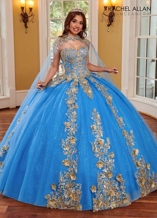 Strapless Sweetheart 3D Floral Lace Appliqué Glitter Tulle Ball Gown by Rachel Allan RQ1111