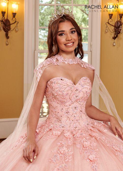Strapless Sweetheart 3D Floral Lace Appliqué Glitter Tulle Ball Gown by Rachel Allan RQ1111