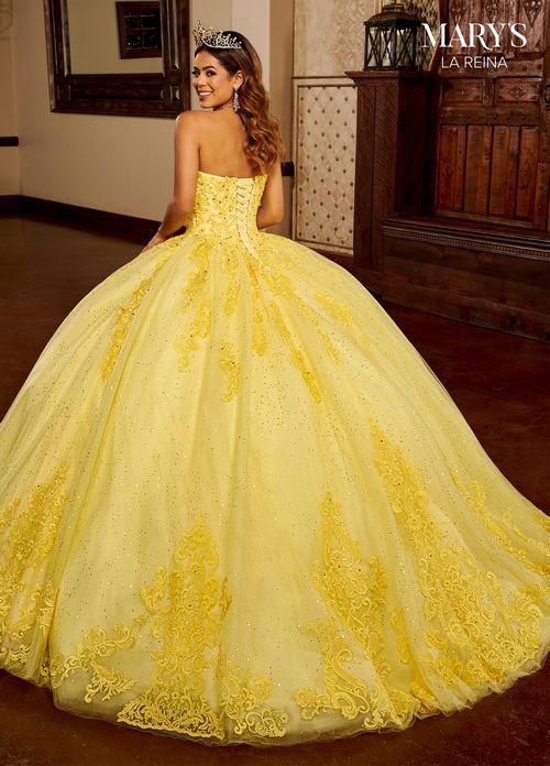 Strapless Sweetheart Beaded AppliquƩ Glitter Tulle QuinceaƱera Dress by Rachel Allan MQ2150