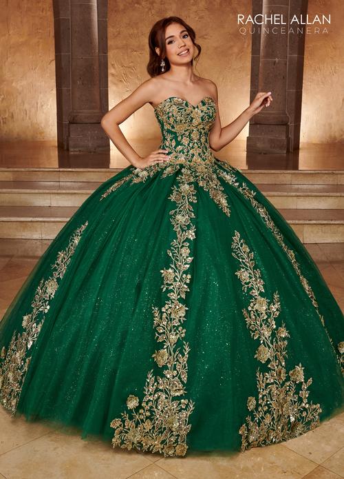 Strapless Sweetheart 3D Floral Lace Appliqué Glitter Tulle Ball Gown by Rachel Allan RQ1111