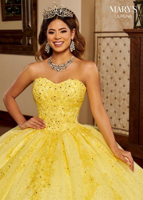 Strapless Sweetheart Beaded AppliquƩ Glitter Tulle QuinceaƱera Dress by Rachel Allan MQ2150