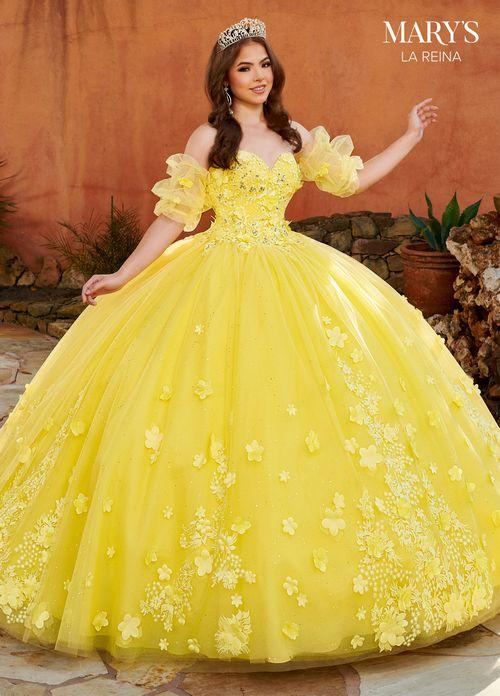 Strapless Sweetheart 3D Floral Lace AppliquƩ Glitter Tulle QuinceaƱera Dress by Rachel Allan MQ2159