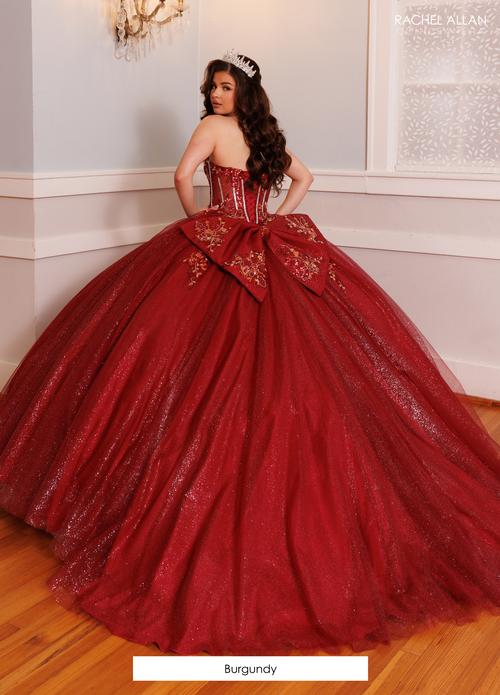 QuinceaƱera Ball Gown with Embroidery and Detachable Puff Sleeve by Rachel Allan RQ9001