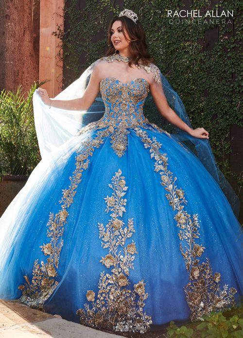 Strapless Sweetheart 3D Floral Lace Appliqué Glitter Tulle Ball Gown by Rachel Allan RQ1111