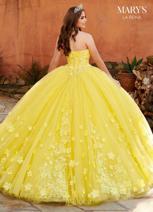 Strapless Sweetheart 3D Floral Lace AppliquƩ Glitter Tulle QuinceaƱera Dress by Rachel Allan MQ2159