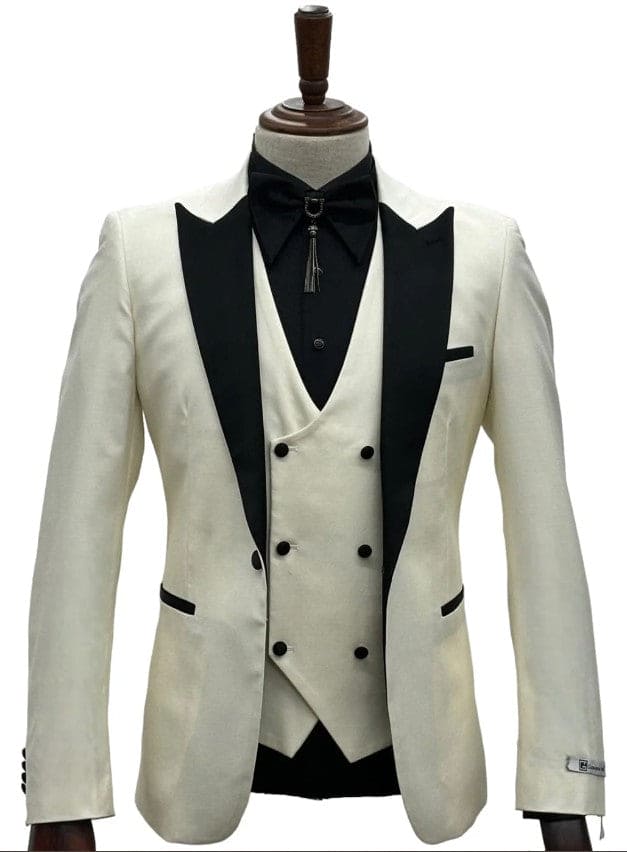 Ivory Tuxedo Dinner Jacket - Champagne Wedding Tuxedo With Bowtie main image 0