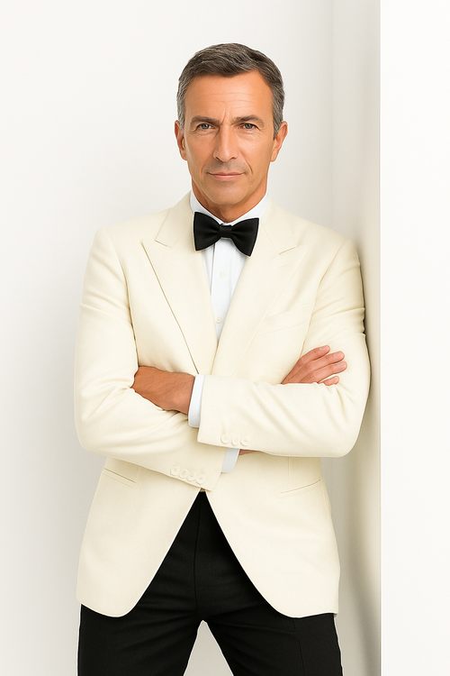 Mens White Dinner Jacket Single Buttons Shawl Collared - Ivory (Cream - Ivory - Off White) Tropical Dinner Jackets