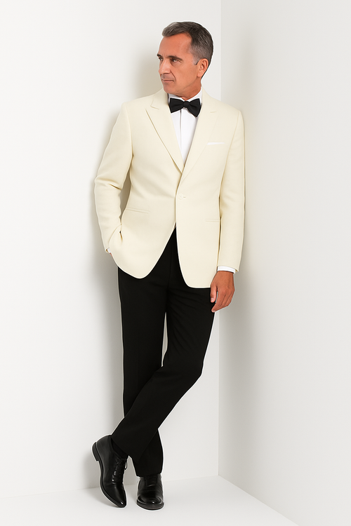 Mens White Dinner Jacket Single Buttons Shawl Collared - Ivory (Cream - Ivory - Off White) Tropical Dinner Jackets
