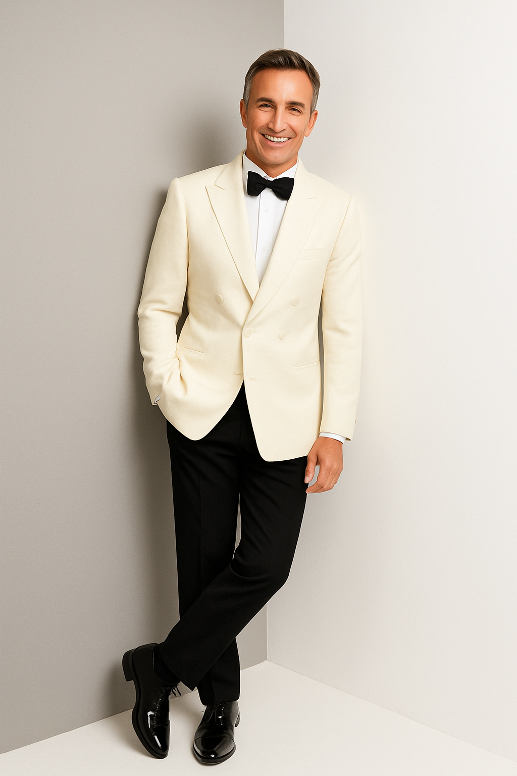 Ivory Double Breasted Tuxedo Dinner Jacket - Cream Dinner - Off White
