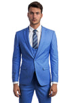 "French Blue Men's Skinny Wedding & Prom 2025 Suit - One Button Peak Lapel with Lowcut Vest"