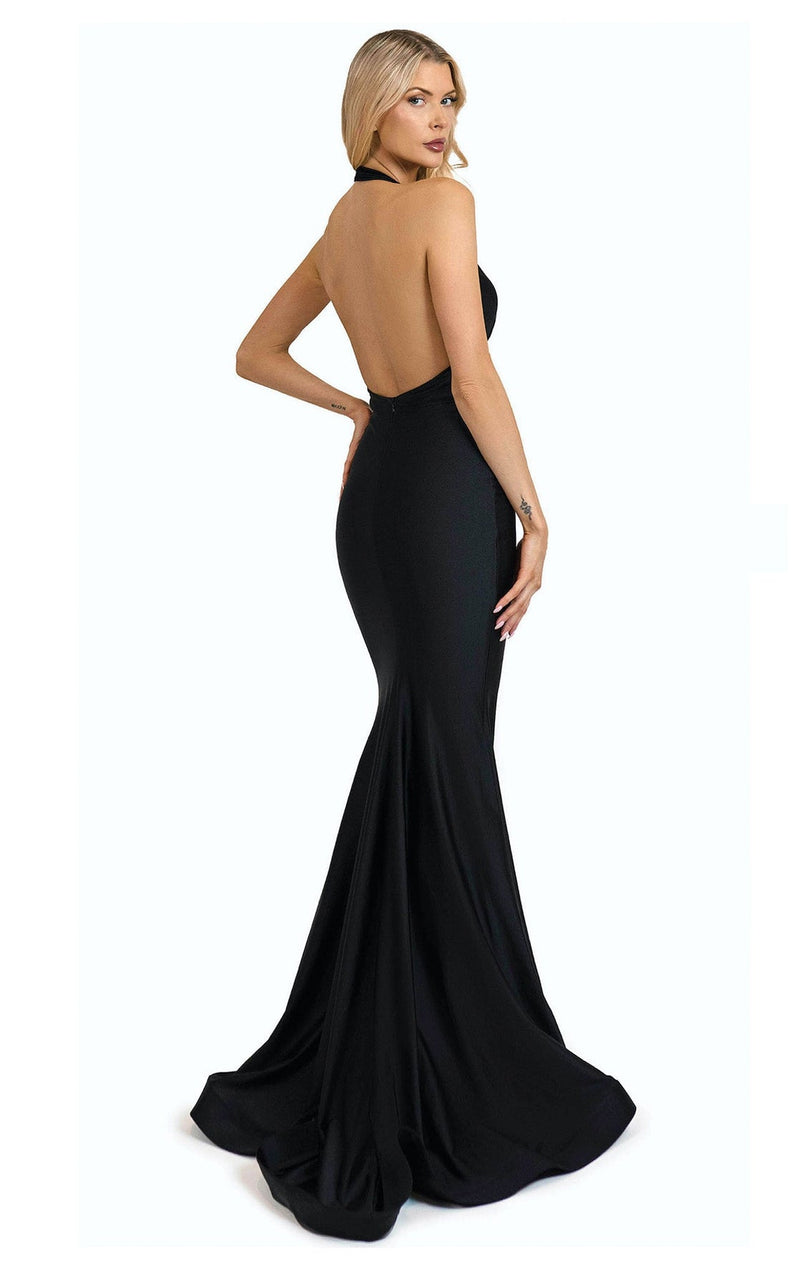 Jessica Angel JA2605 Halter Deep V-Neck Fitted Slit Formal Floor-Length Dress