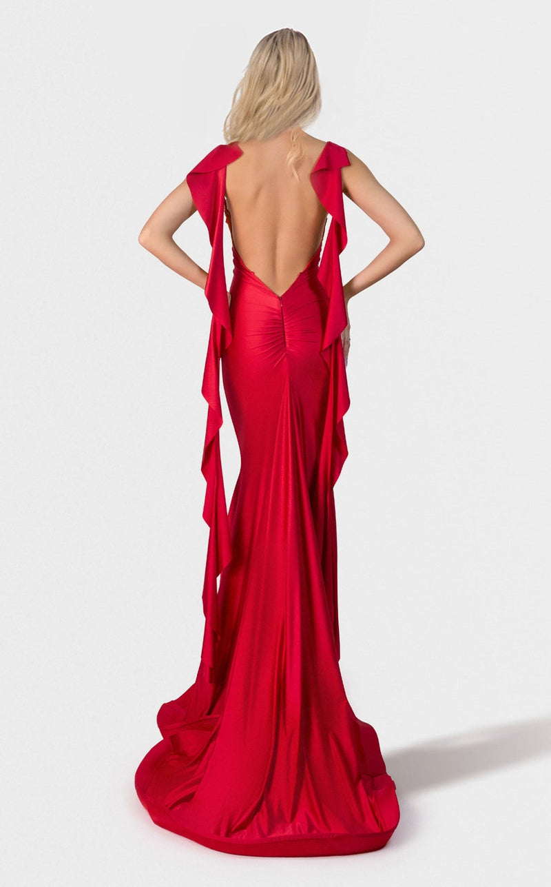 Jessica Angel JA2749 Fitted Open Back Draped Formal Floor-Length Dress