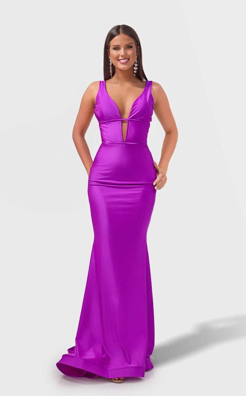 Jessica Angel JA2764 V-Neck Fitted Ruched Evening Dress