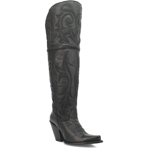Dan Post Womens Jilted Black 20 Snip Toe Over-the-Knee Zipper Boot