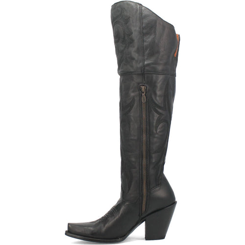 Dan Post Womens Jilted Black 20 Snip Toe Over-the-Knee Zipper Boot