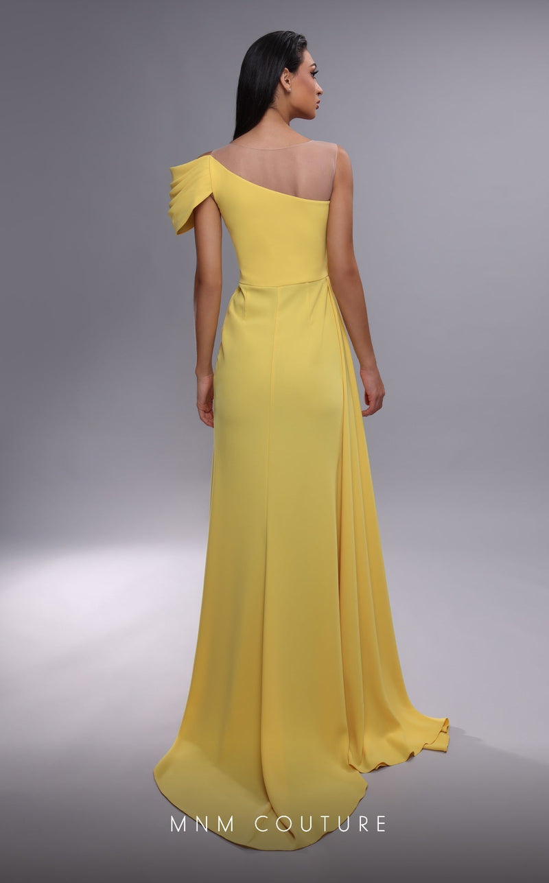 MNM Couture K4085 Fuchsia Off-Shoulder Gown with Beading & Slit