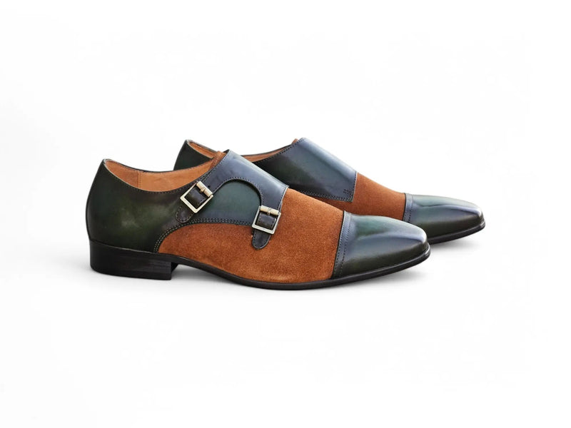 Carrucci Cap Toe Double Monk - Luxury Leather Dress Shoe