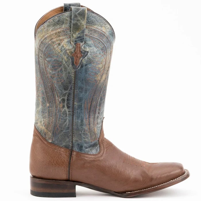 Ferinni Boot - Mens Dress Cowboy Boot - Ferrini Men's Morgan Smooth Ostrich Square Toe Boots Handcrafted - Kango Brown in Kango Brown