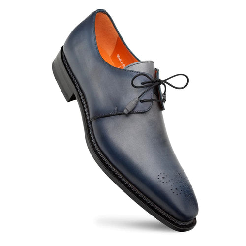 Men's Principe Gray/Blue Patina Leather Derby Shoes by Mezlan – Artistic Calfskin Craftsmanship, Made in Spain
