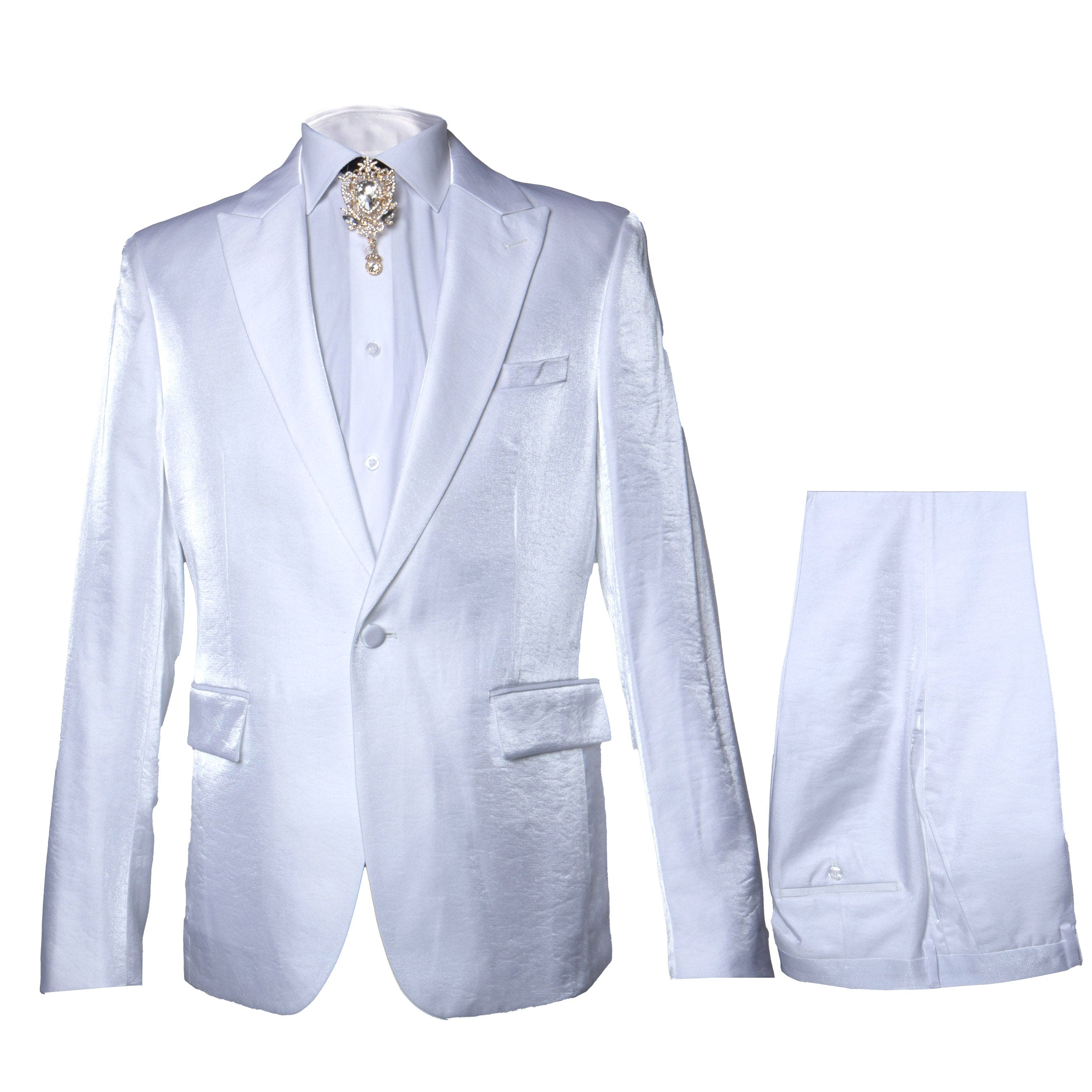 Rossi Man LEO RM1601 รขโฌโ White Slim Fit 3-Piece Suit for Men | Elegant Formalwear Ensemble