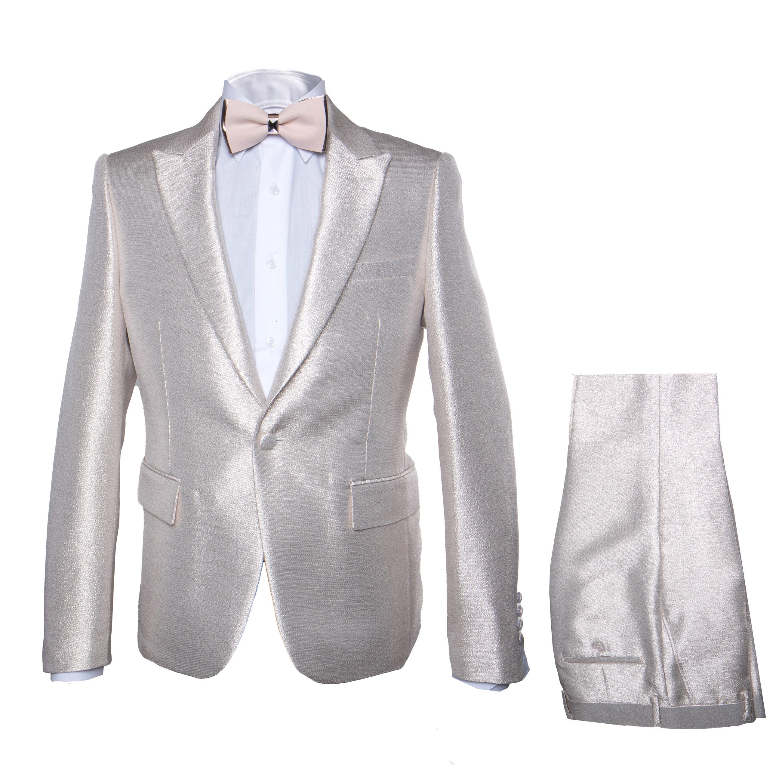 Rossi Man LEO RM1642 รขโฌโ Off-White Shimmer Slim Fit 3-Piece Suit for Men