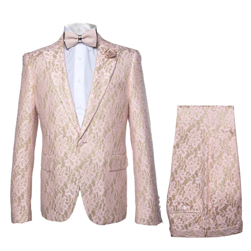Rossi Man Leo RM1903 – Pink & Gold Designer Tuxedo for Men | Stylish Formal Wear