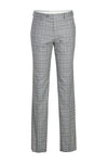 Mens Plaid Suit - Patterned Business Suit - Mens Designer Two Button Slim Fit Peak Lapel Suit In Light Grey Smoke Windowpane Plaid
