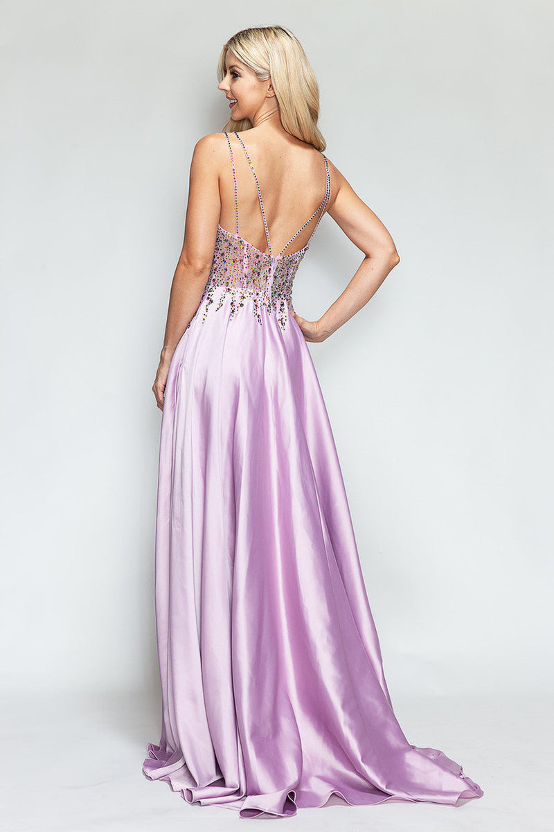 Prom Dress V-Neck Spaghetti Strap A-Line Formal Gown By Lenovia 8331-New Collection
