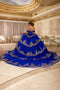 Off-Shoulder Sweetheart Corset Embroidered Tiered Ruffle Ballgown with Back Bow by Layla K LK302