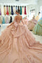 Off-Shoulder Sweetheart Beaded Corset Glitter Tulle Lace Appliqué Ball Gown by Layla K LK306