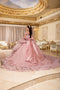 Off-Shoulder Satin Corset Tiered Ruffle Ball Gown Quinceañera Dress by Layla K LK312
