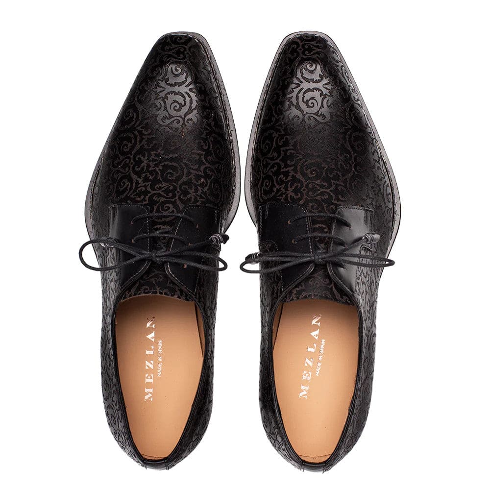 Lontani Black Embossed Calfskin Lace-Up by Mezlan – Designer Formal Shoe Made in Spain
