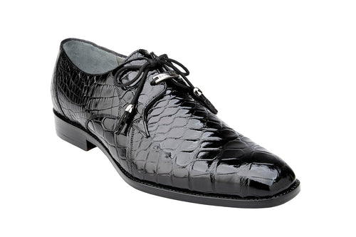 Belvedere Lago Black Genuine Crocodile Dress Shoe