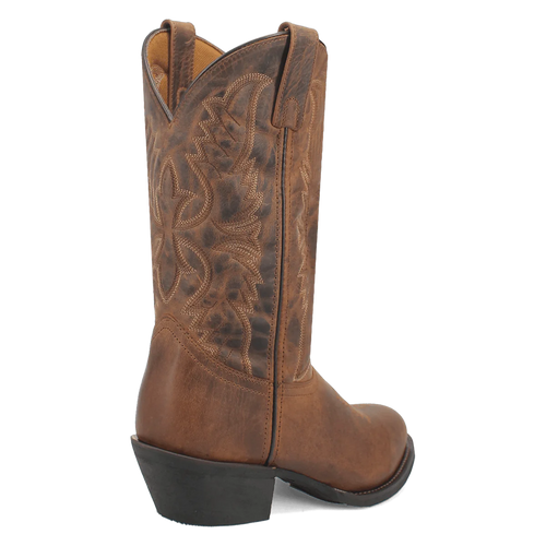 Laredo men's Birchwood boot: Brown leather, tall shaft, detailed stitching. Pointed toe, slight heel. Stylish and durable.