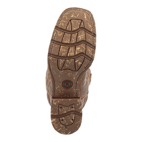 Laredo Men's Durant Boot: Features a patterned, light brown rubber outsole with darker streaks, designed for traction.