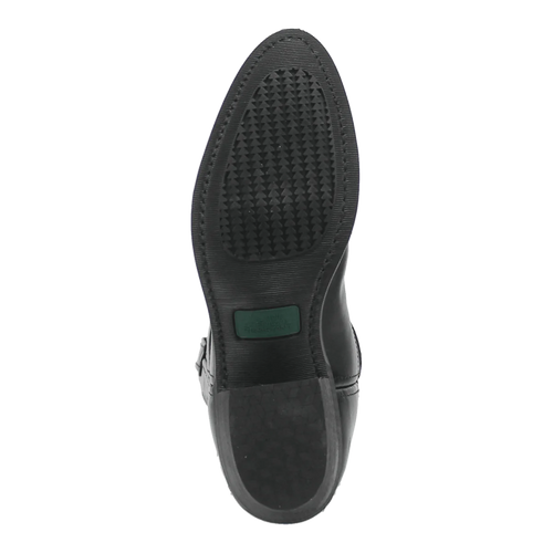 Laredo Men's Paris Western Boot: Black rubber outsole with textured grip. Flat, low-heel sole design with a subtle lip at the back.