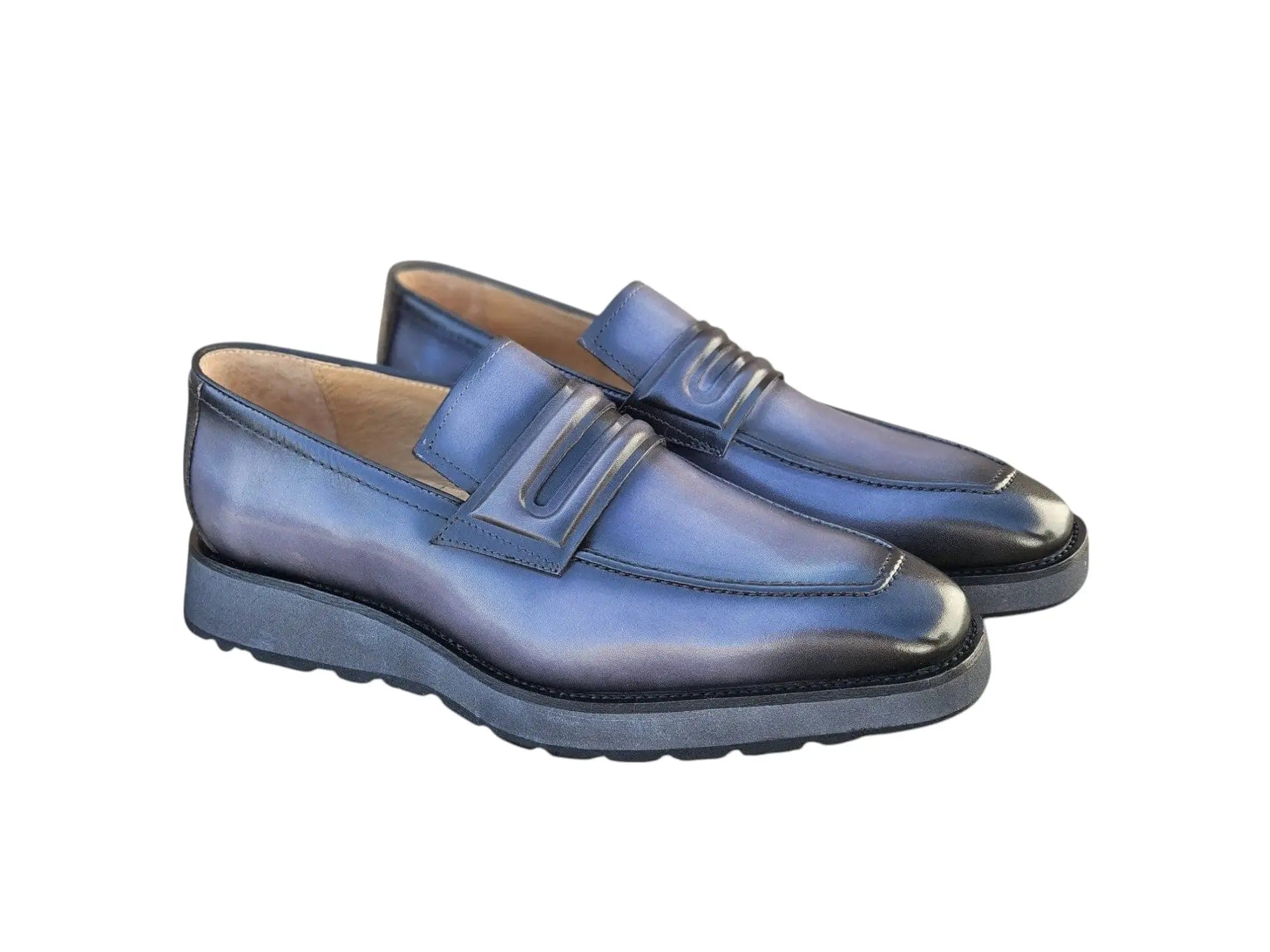 Leather Penny Loafer in Chunky Sole Carrucci
