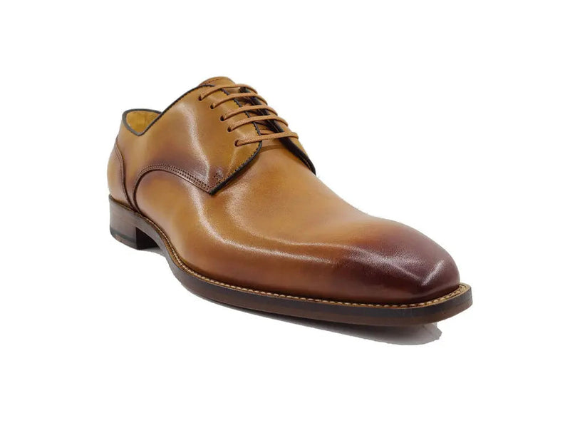 Carrucci Leather Sole Plain Toe Burnished Blucher