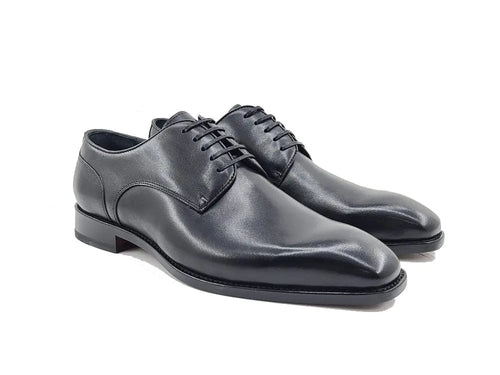 Mens Burnished Plain Toe Blucher with Leather Sole