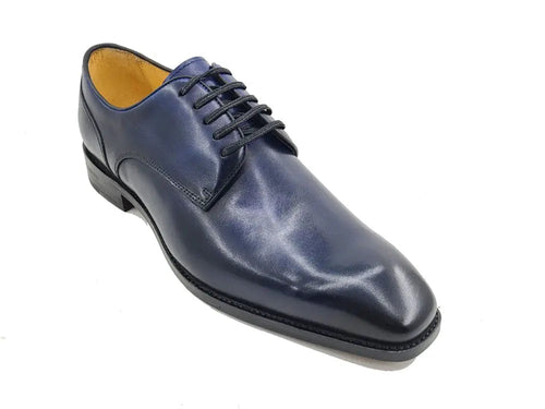 Mens Burnished Plain Toe Blucher with Leather Sole