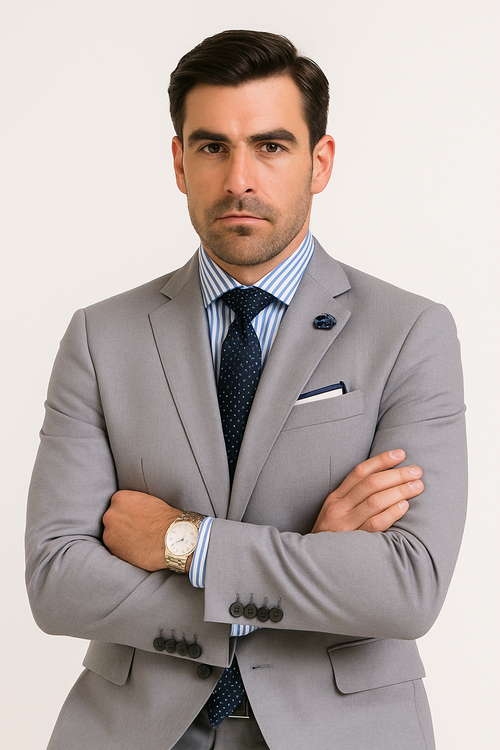 Slim Fit Men's Suit 2 Piece 2 Button in Light Gray