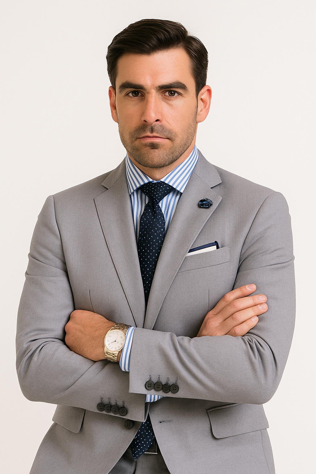 Slim Fit Men's Suit 2 Piece 2 Button in Light Gray