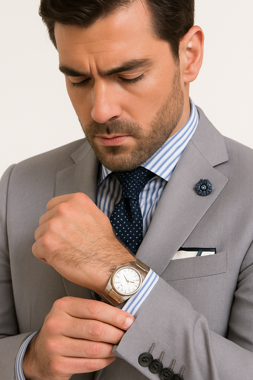 Slim Fit Men's Suit 2 Piece 2 Button in Light Gray