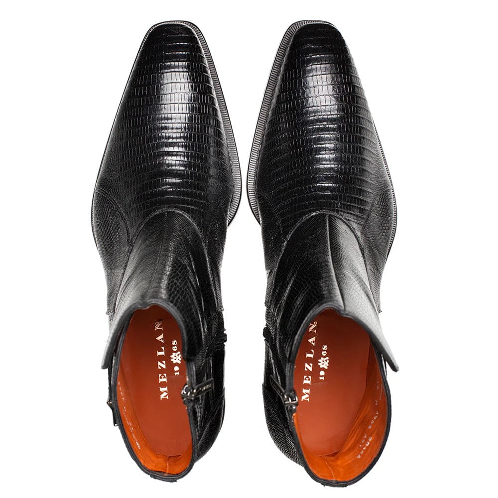 Peninsula Black Genuine Lizard Emblem Boot by Mezlan – Exotic Luxury Men's Boot Made in Spain