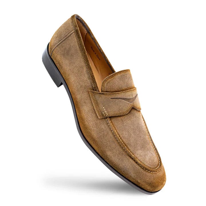 Caro Taupe Suede Penny Loafer for Men by Mezlan – Made in Spain