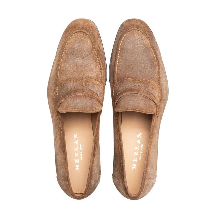 Caro Taupe Suede Penny Loafer for Men by Mezlan – Made in Spain