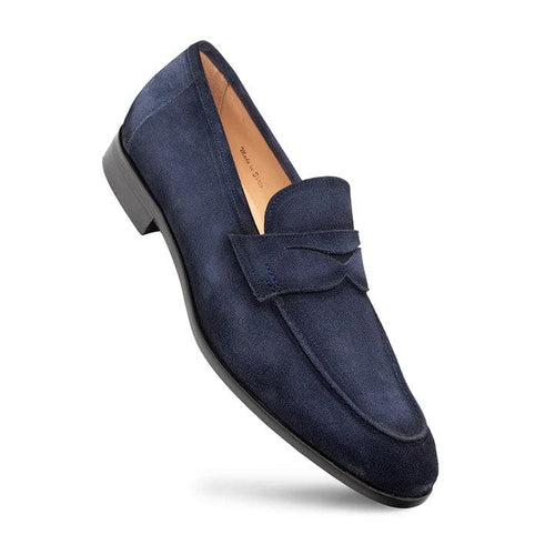 Caro Navy Suede Penny Loafer for Men by Mezlan – Made in Spain