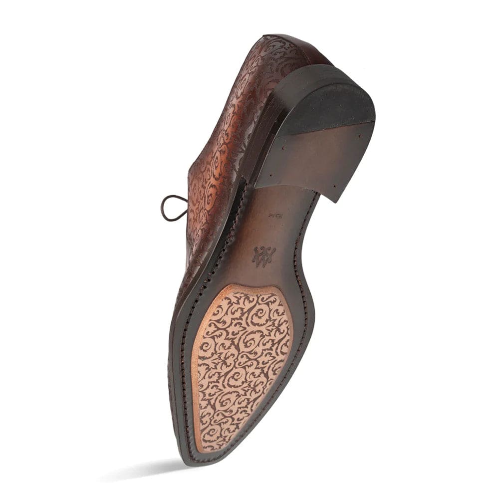 Lontani Cognac Embossed Calfskin Lace-Up by Mezlan – Elegant Designer Shoe Made in Spain