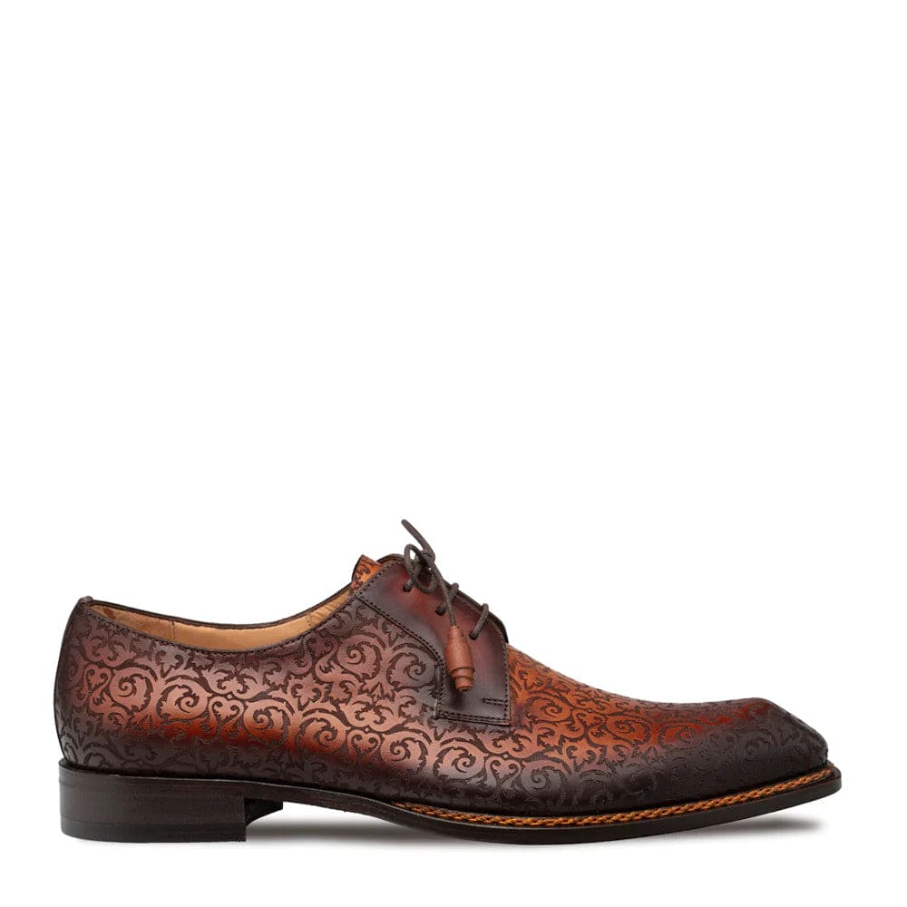 Lontani Cognac Embossed Calfskin Lace-Up by Mezlan – Elegant Designer Shoe Made in Spain