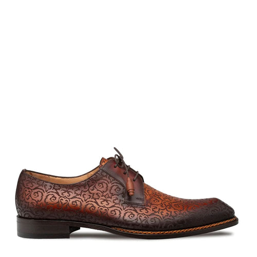 Lontani Cognac Embossed Calfskin Lace-Up by Mezlan – Elegant Designer Shoe Made in Spain